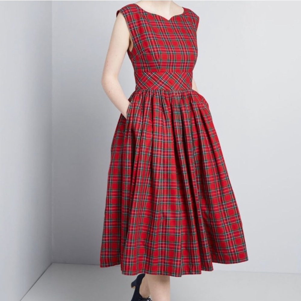 ModCloth Tartan Plaid Fit Flare Dress